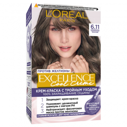 ლორეალი Excellence  თმის საღებავი  6.11  ულტრაფერფლისფერი მუქი ქერა