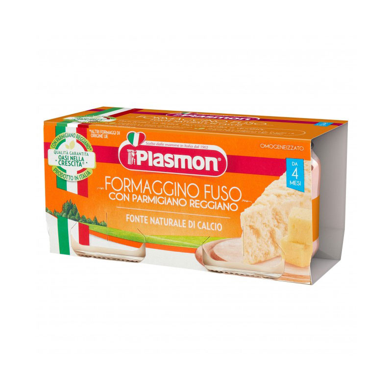 პლასმონი - პიურე მდნარი ყველი და ყველი პარმეზანი შუშა 2*80გრ