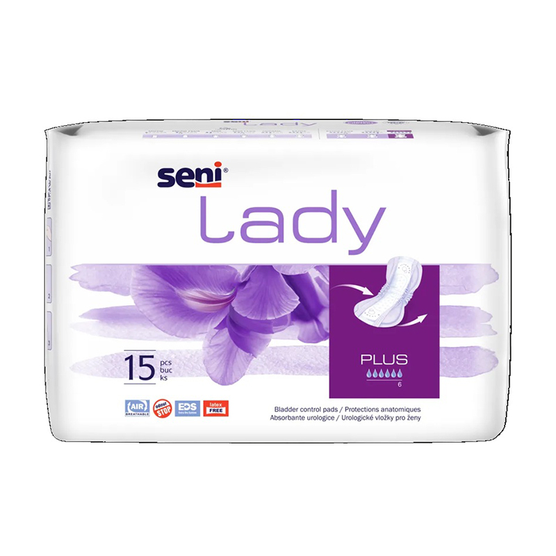 სენი–LADY plus უროლოგიური საფენი ქალებისთვის, 6 წვეთიანი, 15 ცალი