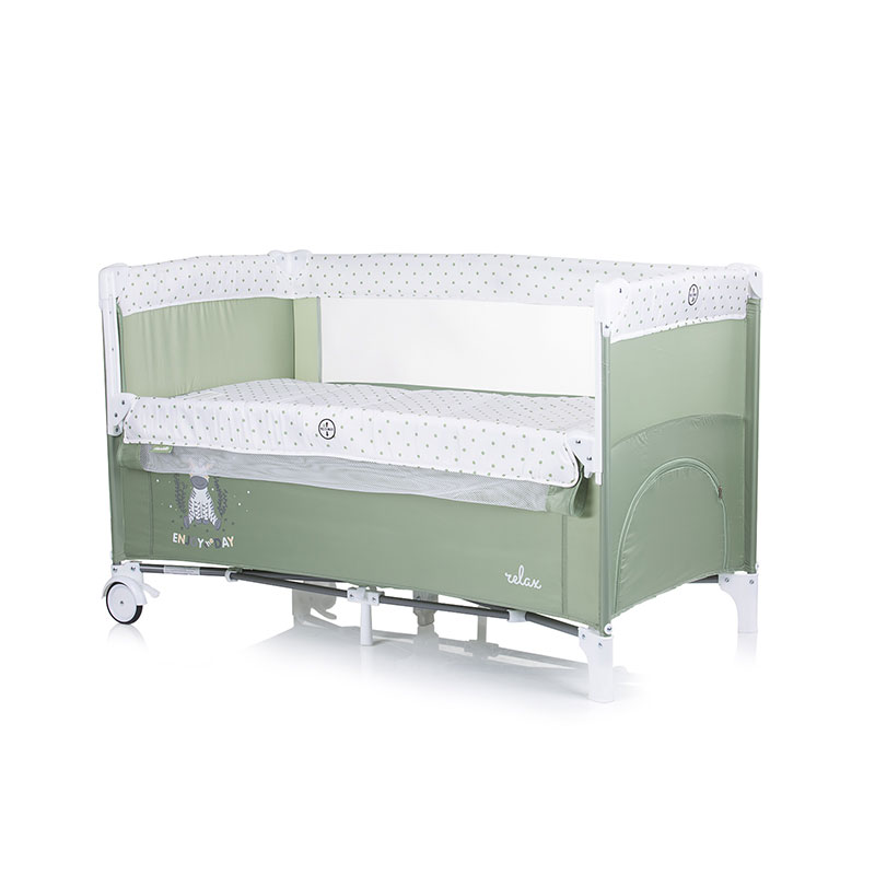 Foldable travel cot with drop 